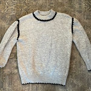 Gray Warm Sweater, beautiful black detail- no rips, tears or holes!!